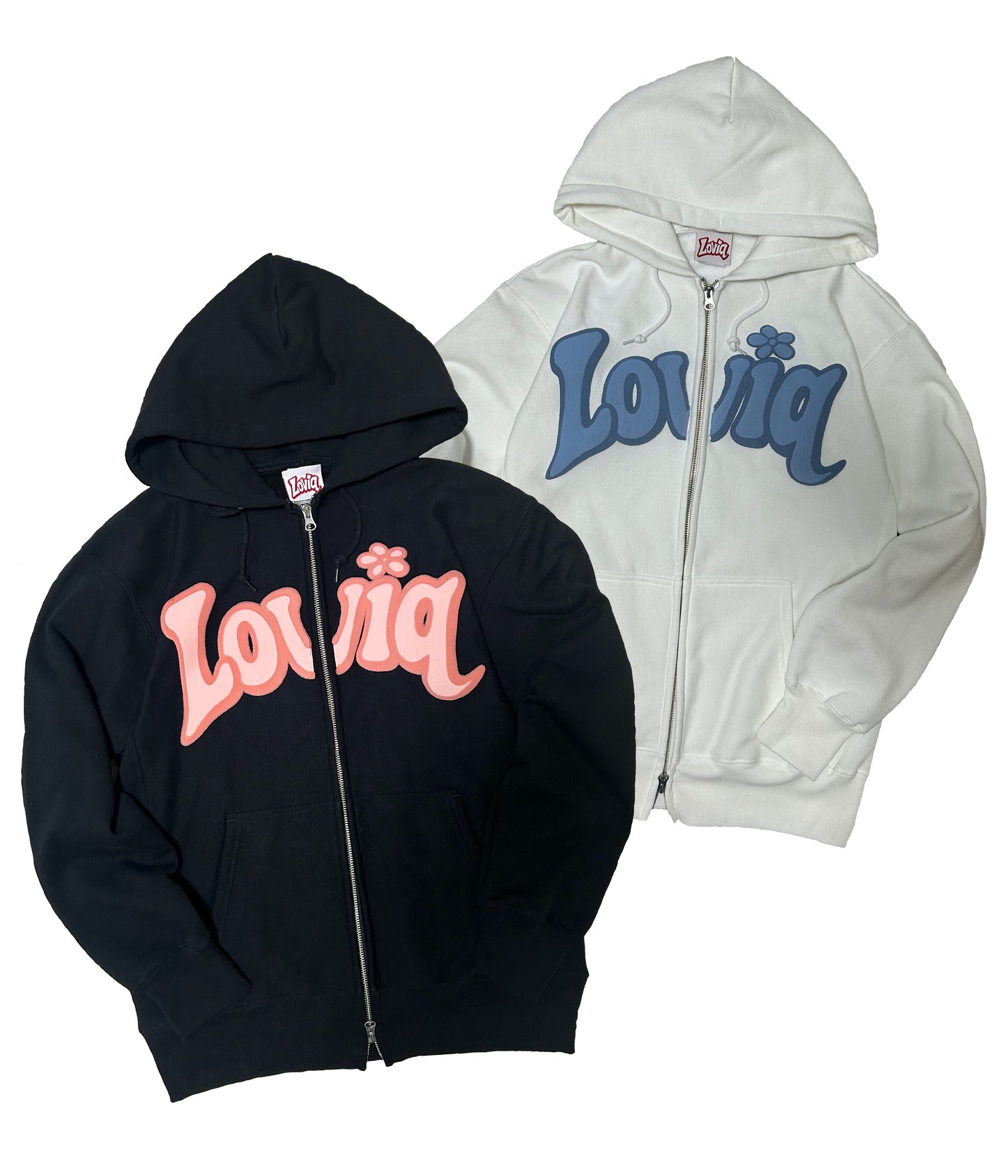 Foam logo double zip hoodie